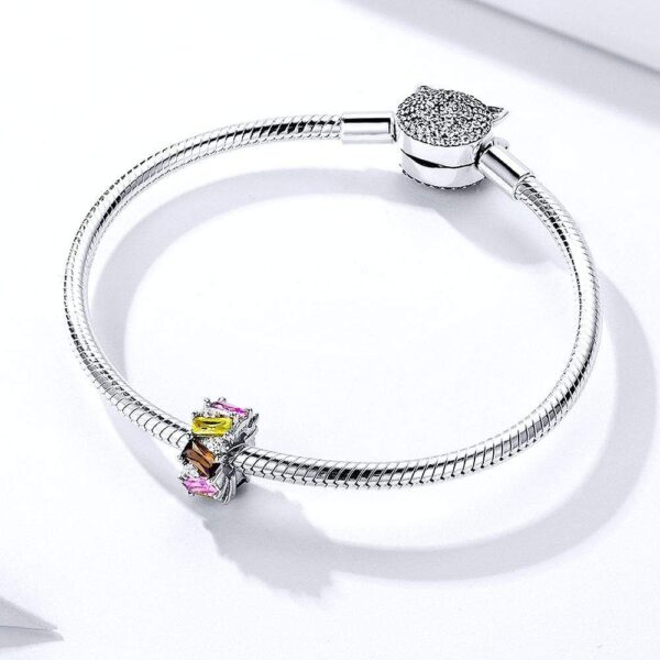 Solid 925 Sterling Silver Multicolour Brilliant CZ Charm - Image 3