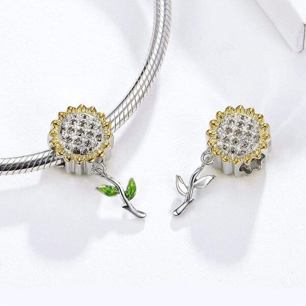 Solid 925 Sterling Silver Sunflower Charm - Image 2