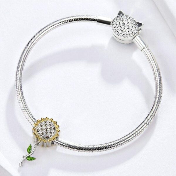 Solid 925 Sterling Silver Sunflower Charm - Image 3