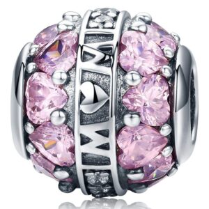 Solid 925 Sterling Silver Mom is Love CZ Charm