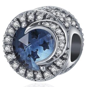 Solid 925 Sterling Silver Moonlight CZ Charm