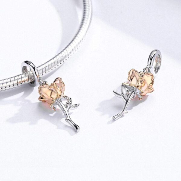 Solid 925 Sterling Silver Belle Rose Pandora Inspired Charm - Image 2