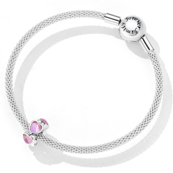 Solid 925 Signature Silver Puffy Hearts Charm - Image 4