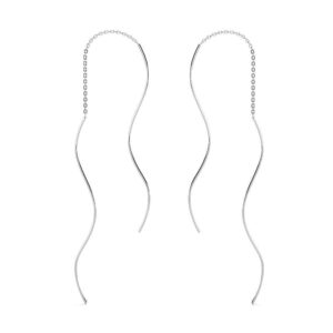 Solid 925 Sterling Silver Weave Threader Earrings