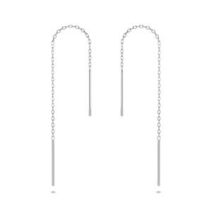 Solid 925 Sterling Silver Spiga Chain Threader Earrings