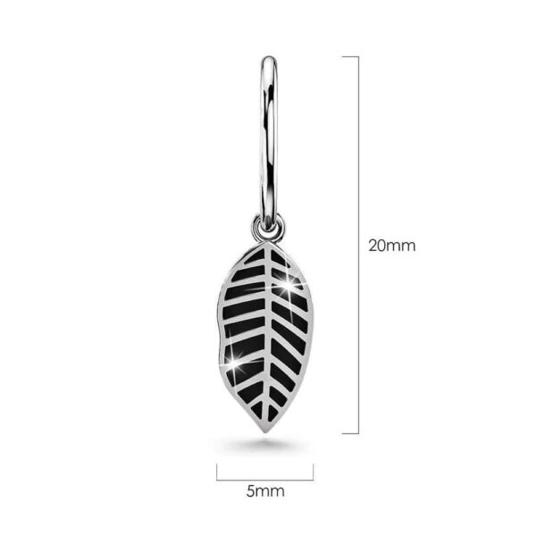 Solid 925 Sterling Silver Antique Leaf Hoop Earrings - Image 4