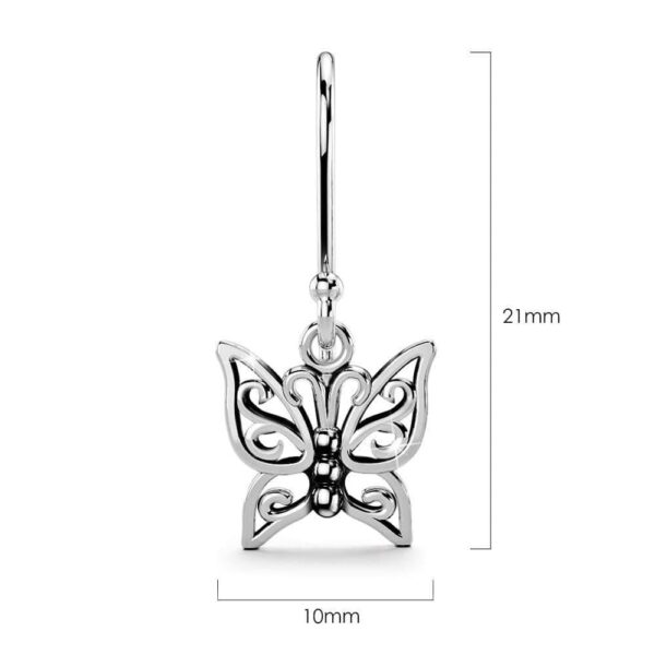 Solid 925 Sterling Silver Butterfly Dangle Earrings - Image 4