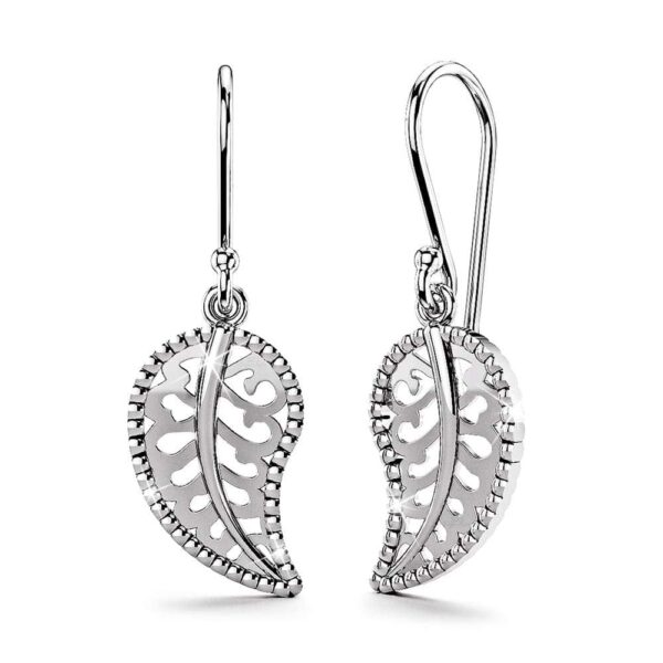 Solid 925 Sterling Silver Leaf Dangle Earrings