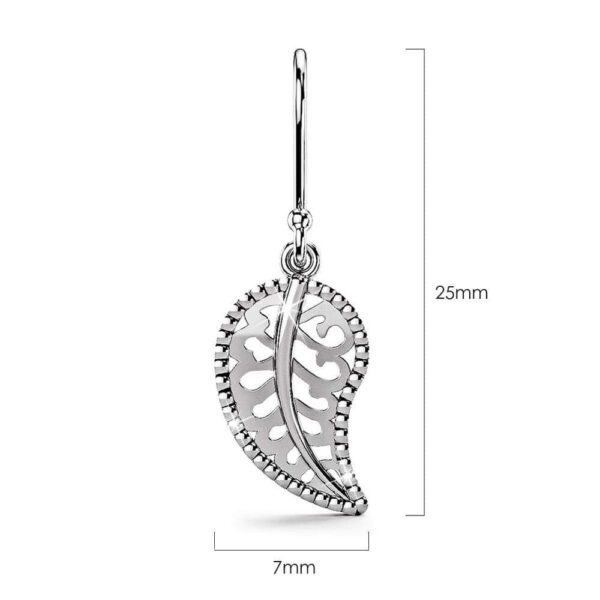 Solid 925 Sterling Silver Leaf Dangle Earrings - Image 5