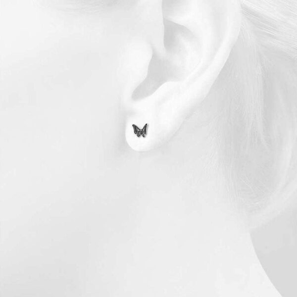 Solid 925 Sterling Silver Antique Butterfly Stud Earrings - Image 4