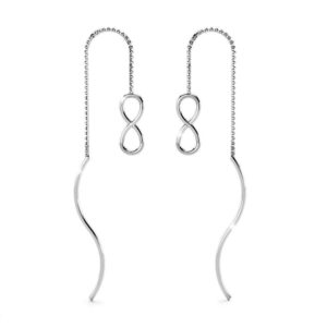 Solid 925 Sterling Silver Infinity Threader Earrings