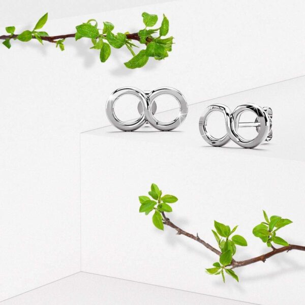 Solid 925 Sterling Silver Infinity Stud Earrings - Image 3