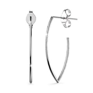 Solid 925 Sterling Silver Open Marquise Stud Earrings