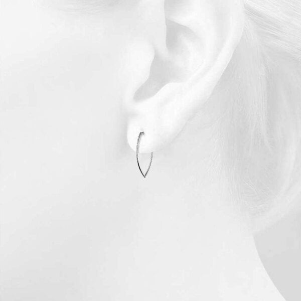 Solid 925 Sterling Silver Open Marquise Stud Earrings - Image 3