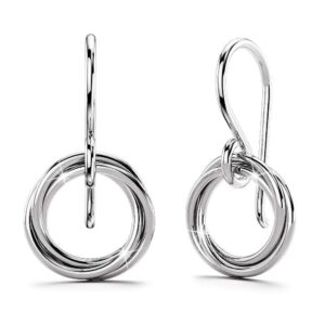 Solid 925 Sterling Silver Intertwined Circle Earrings