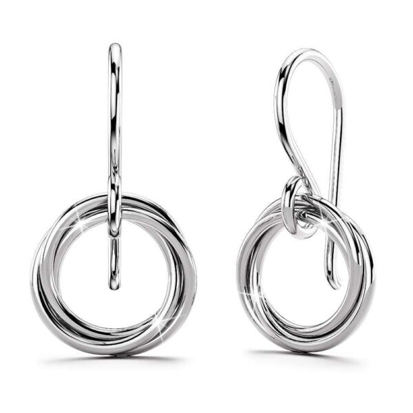 Solid 925 Sterling Silver Intertwined Circle Earrings