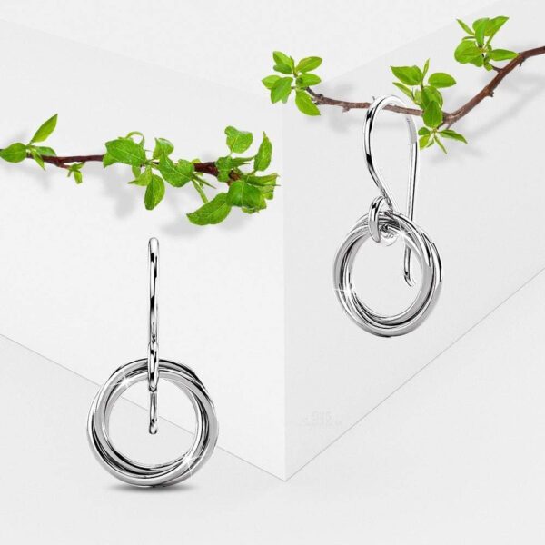 Solid 925 Sterling Silver Intertwined Circle Earrings - Image 3