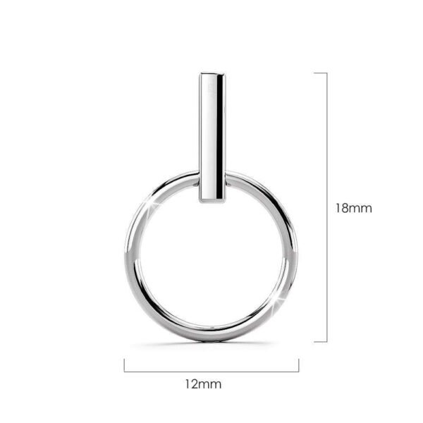 Solid 925 Sterling Silver Hoop in Bar Stud Earrings - Image 4