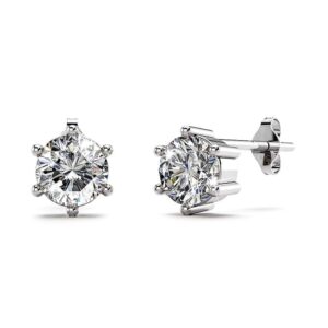 Solid 925 Sterling Silver Frozen Round Cut Stud Earrings