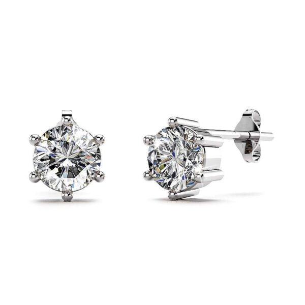 Solid 925 Sterling Silver Frozen Round Cut Stud Earrings