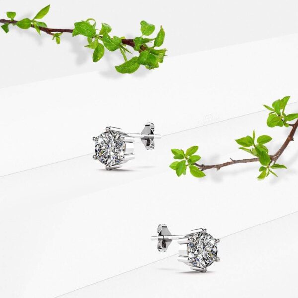Solid 925 Sterling Silver Frozen Round Cut Stud Earrings - Image 2