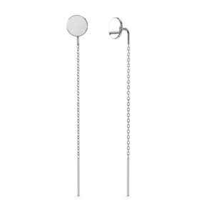 Solid 925 Sterling Silver Round Threader Earrings