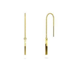Solid 925 Sterling Silver Bar & Chain Sterling Silver 
Dangle Threader Earrings in Gold Vermeil