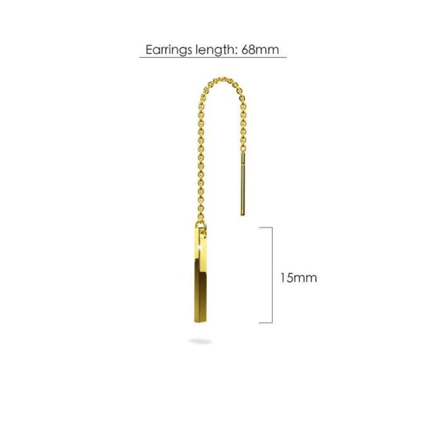 Solid 925 Sterling Silver Bar & Chain Sterling Silver 
Dangle Threader Earrings in Gold Vermeil - Image 4