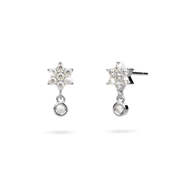Solid 925 Sterling Silver Pretty & Petite Zircon Drop Earrings in Silver