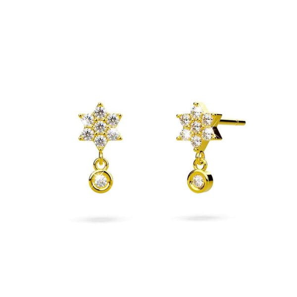 Solid 925 Sterling Silver Pretty & Petite Zircon Drop Earrings in Gold Vermeil