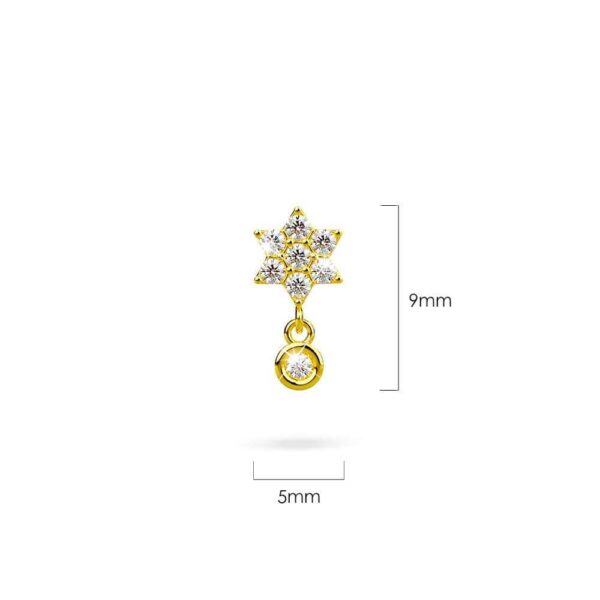 Solid 925 Sterling Silver Pretty & Petite Zircon Drop Earrings in Gold Vermeil - Image 4