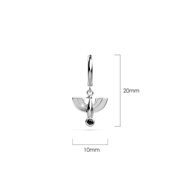 Solid 925 Sterling Silver Egyptian Eagle Hoop Earrings in Silver - Image 4