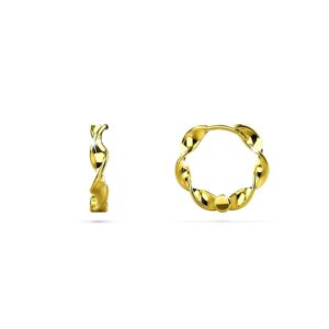 Solid 925 Sterling Silver Hypnotic Twist Hoop Earrings in Gold Vermeil