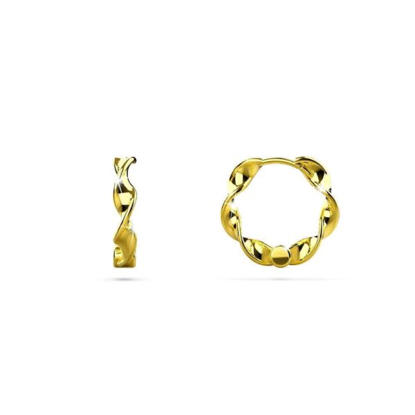 Solid 925 Sterling Silver Hypnotic Twist Hoop Earrings in Gold Vermeil
