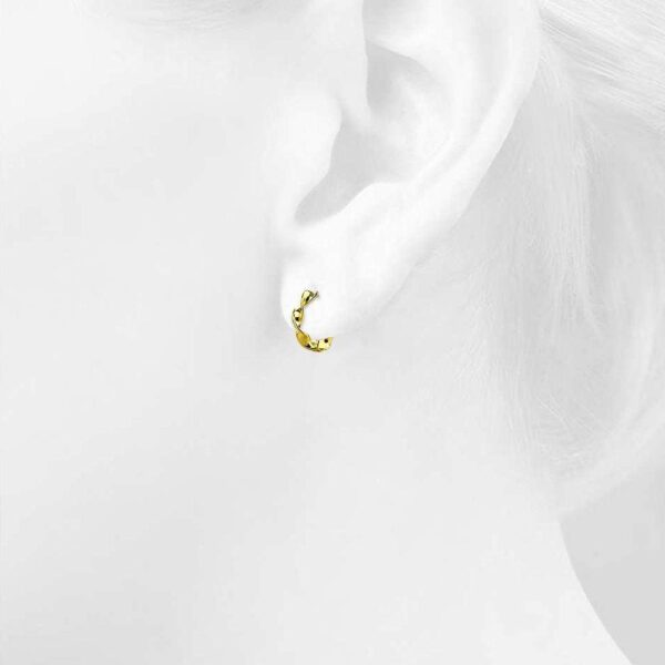 Solid 925 Sterling Silver Hypnotic Twist Hoop Earrings in Gold Vermeil - Image 3