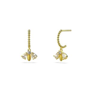 Solid 925 Sterling Silver Dancing Bee Half Hoop Earrings in Gold Vermeil