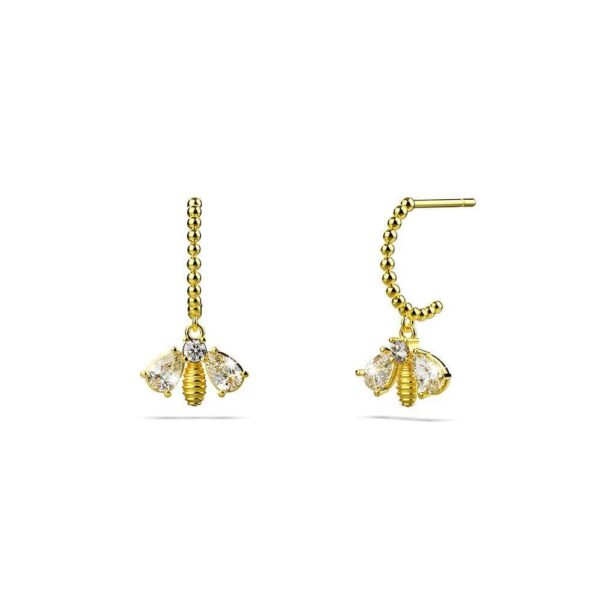 Solid 925 Sterling Silver Dancing Bee Half Hoop Earrings in Gold Vermeil