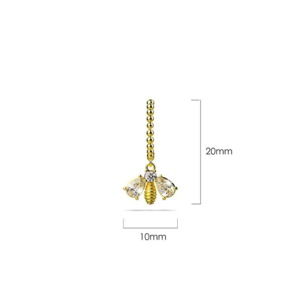 Solid 925 Sterling Silver Dancing Bee Half Hoop Earrings in Gold Vermeil - Image 4