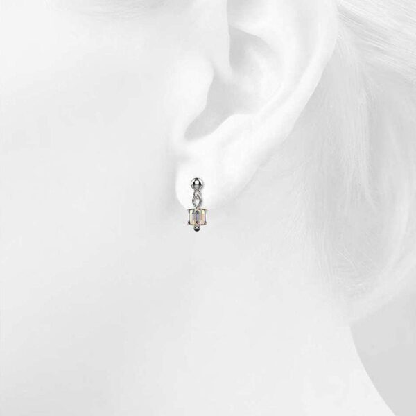 Solid 925 Sterling Silver Iridescent Cube Drop Earrings Embellished with Crystals from SWAROVSKI® - Image 3