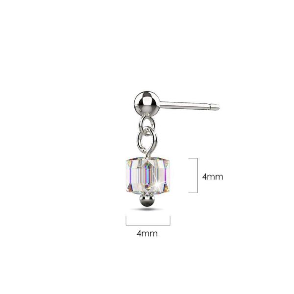 Solid 925 Sterling Silver Iridescent Cube Drop Earrings Embellished with Crystals from SWAROVSKI® - Image 4