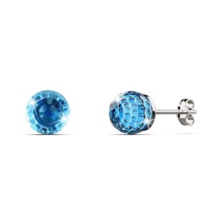 Solid 925 Sterling Silver Aquamarine Blue Oval Stud Earrings Embellished with Crystals from SWAROVSKI¬Ã†