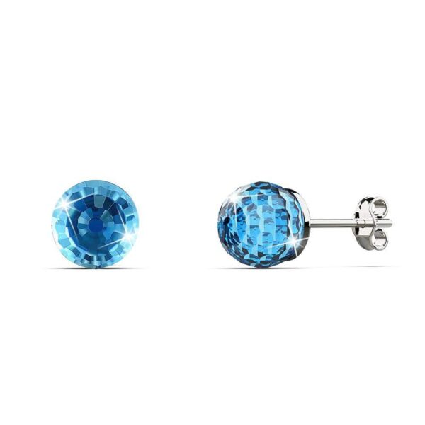 Solid 925 Sterling Silver Aquamarine Blue Oval Stud Earrings Embellished with Crystals from SWAROVSKI¬Ã†