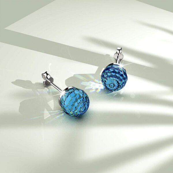 Solid 925 Sterling Silver Aquamarine Blue Oval Stud Earrings Embellished with Crystals from SWAROVSKI¬Ã† - Image 3