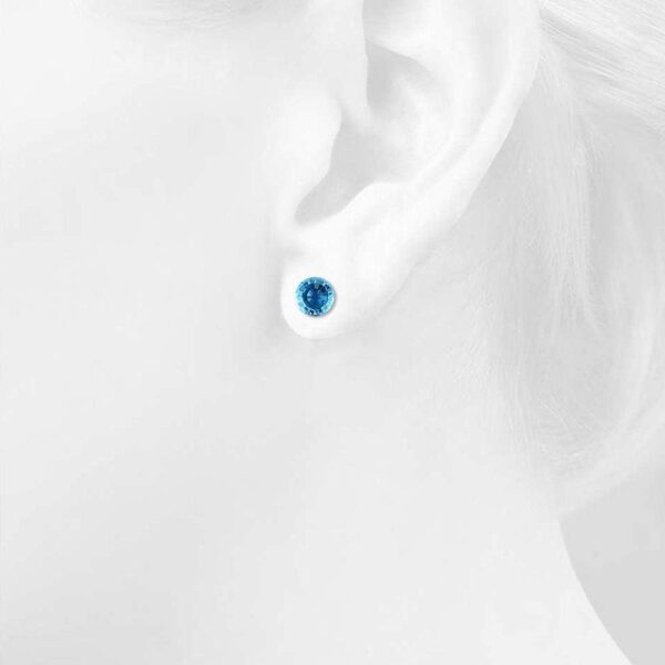 Solid 925 Sterling Silver Aquamarine Blue Oval Stud Earrings Embellished with Crystals from SWAROVSKI¬Ã† - Image 4