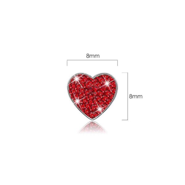 Solid 925 Sterling Silver Red Heart Stud Earrings - Image 2