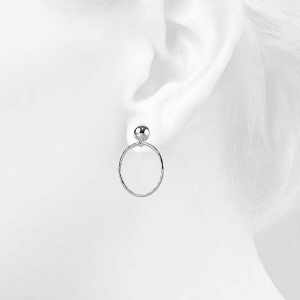 Solid 925 Sterling Silver Hammered Charmante Drop Earrings - Image 2