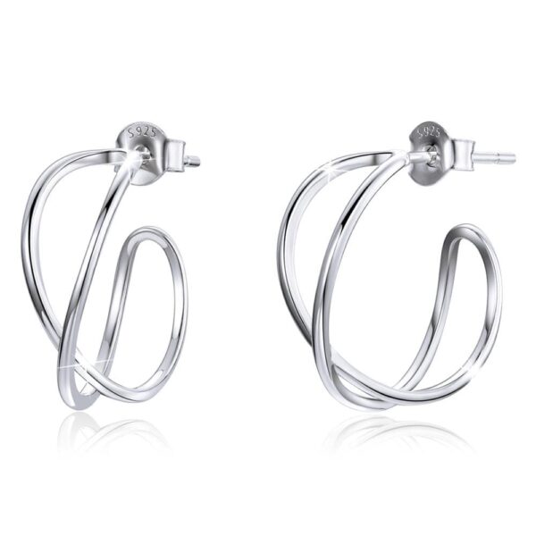 Solid 925 Sterling Silver Dramatic C-hoop Earrings