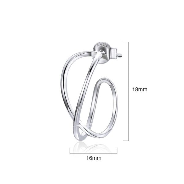 Solid 925 Sterling Silver Dramatic C-hoop Earrings - Image 4
