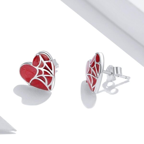 Solid 925 Sterling Silver Love-Webbed Stud Earrings - Image 2