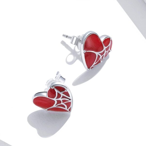 Solid 925 Sterling Silver Love-Webbed Stud Earrings - Image 3